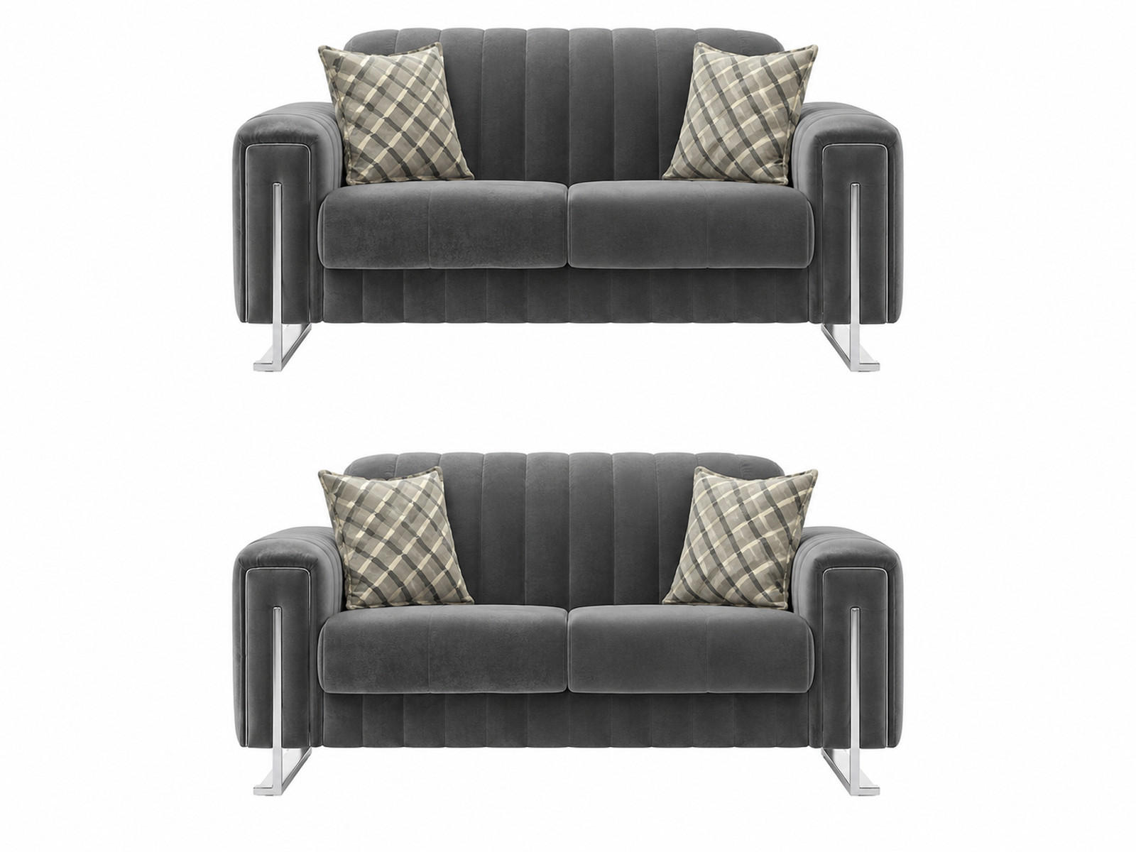 SITZGARNITUR Kochi, Grau Stellvariante 2+2 - Grau, Holzwerkstoff/Metall (178/85/95cm)