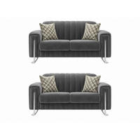 SITZGARNITUR Kochi, Grau Stellvariante 2+2 - Grau, Holzwerkstoff/Metall (178/85/95cm)