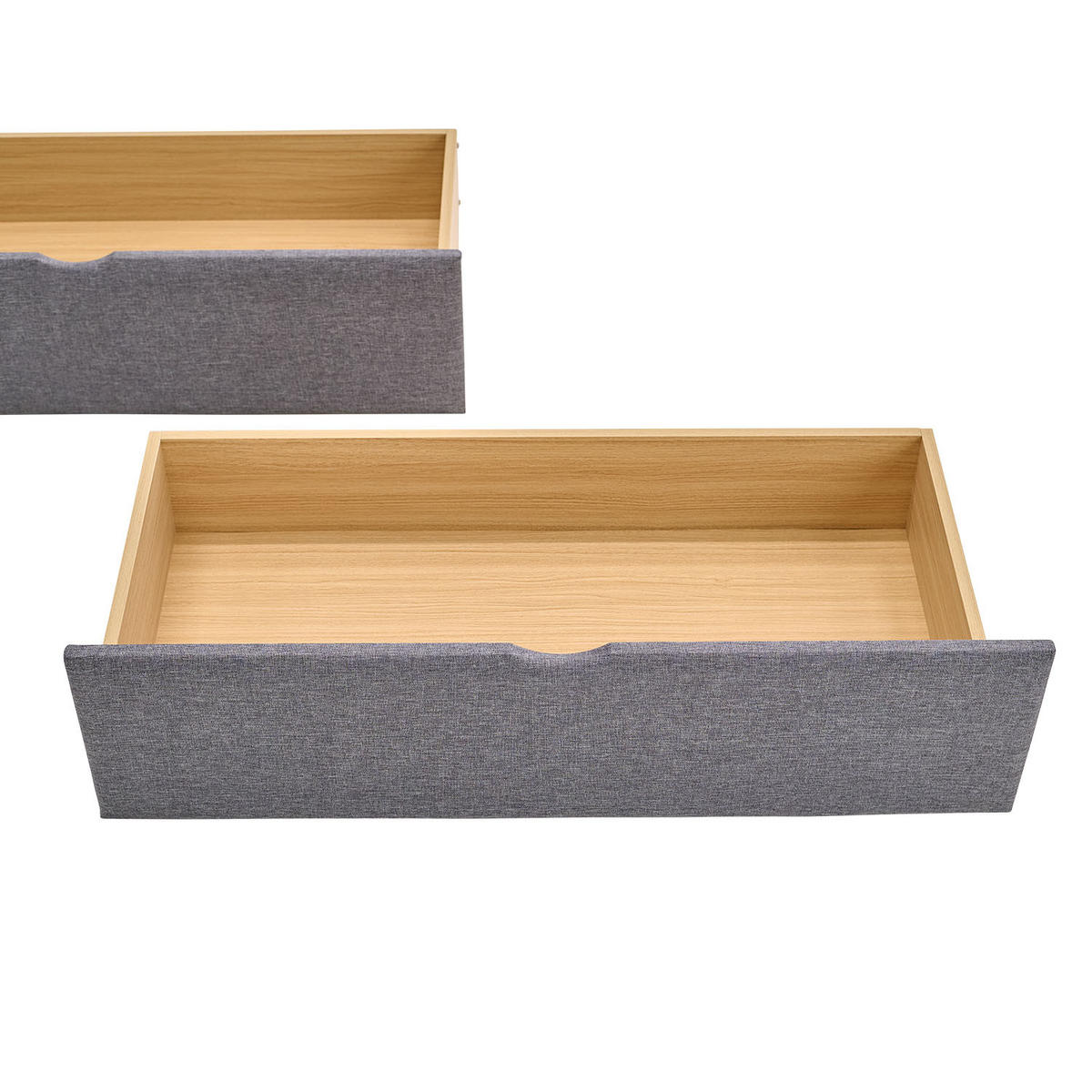 BETTKASTEN 2er Set 99/26/37 cm Grau - Grau, Holzwerkstoff/Textil - Homestyle4u