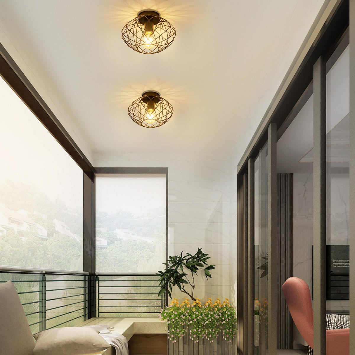 DECKENLEUCHTE Ladner 25/25/17.5cm - Schwarz, Metall (25/25/17.5cm) - Nettlife