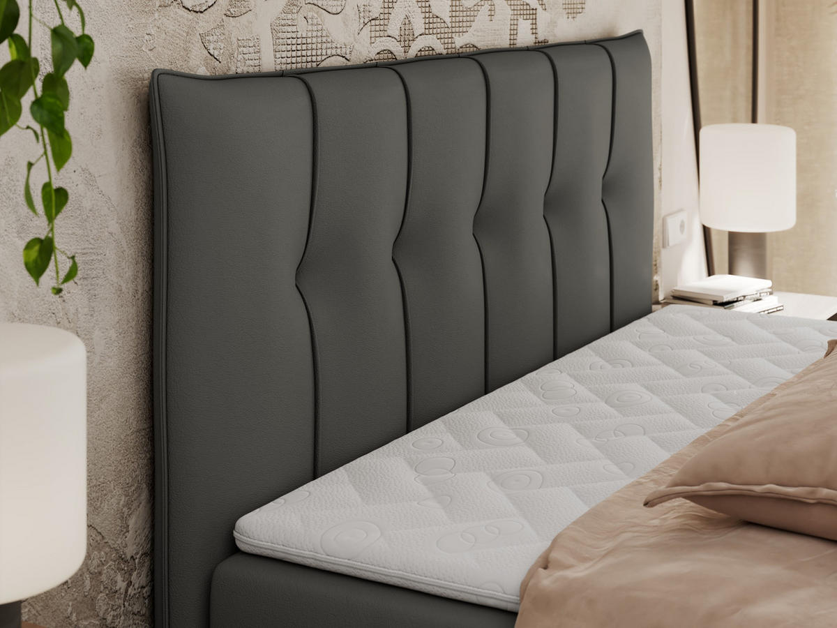 BOXBETT PREMIUM 10 140/200 Dunkelgrau Kunstleder - H4 - Dunkelgrau, Holz/Textil (140/200cm) - MKS