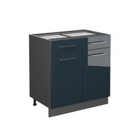 KÜCHENUNTERSCHRANK Fame-Line Dunkelblau Hochglanz 80 cm ohne AP - Anthrazit/Dunkelblau, Holzwerkstoff (80/82/51.6cm) - Vicco