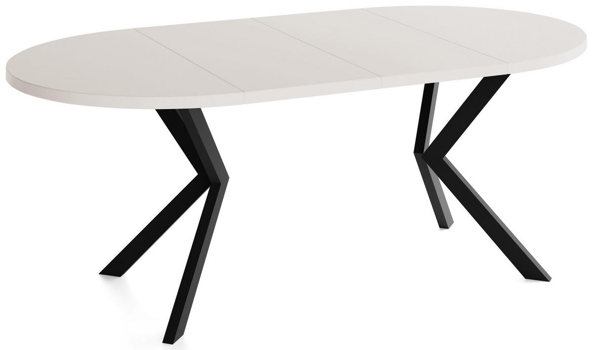 JÍDELNÍ STŮL Valeo Kulatý Rozkládací s Černými Kovovými Nohami, Kašmír 100-180/100/76 cm - černá/kašmírová, kov/kompozitní dřevo (100/180/76cm) - WFL GROUP