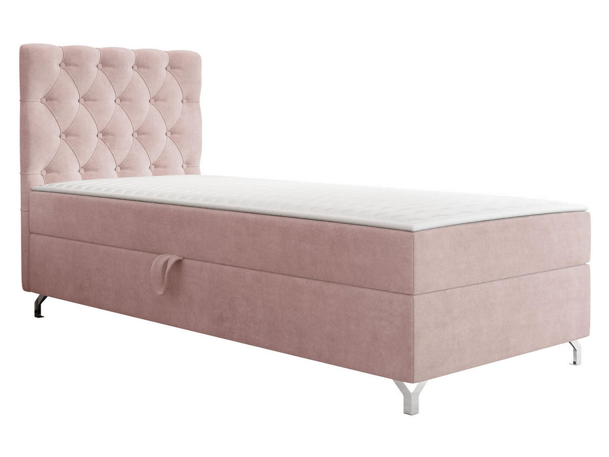 BOXBETT Chester 1, Seite: Links - Hellrosa/Silberfarben, Holz/Textil (90/200cm) - MIRJAN24