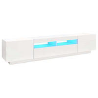 TV-SCHRANK Mit Led-Leuchten Weiss 200/35/40 Cm - Weiß, Holzwerkstoff (35/40/200cm) - vidaXL