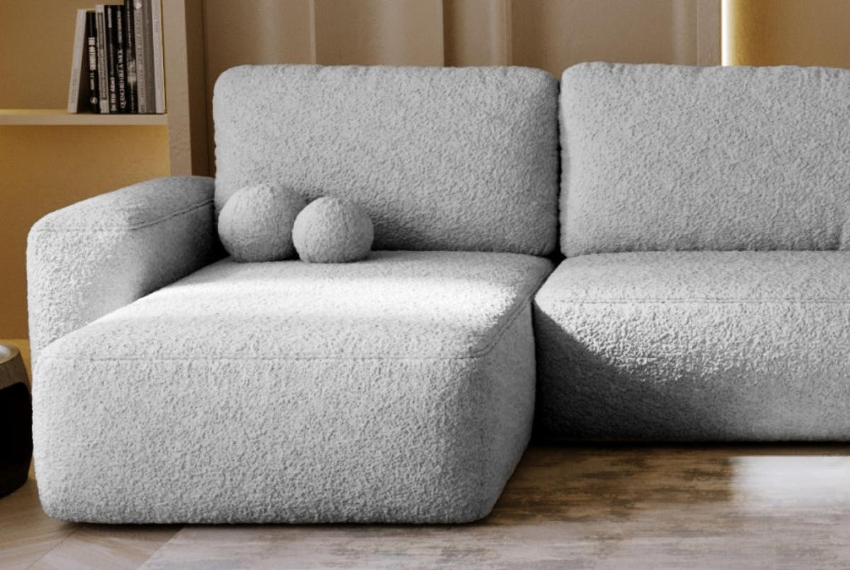 ECKSOFA Hellgrau U ILO Mit Bettkasten Und Schlaffunktion - Grau, Textil (374/177cm) - Sepro Meble