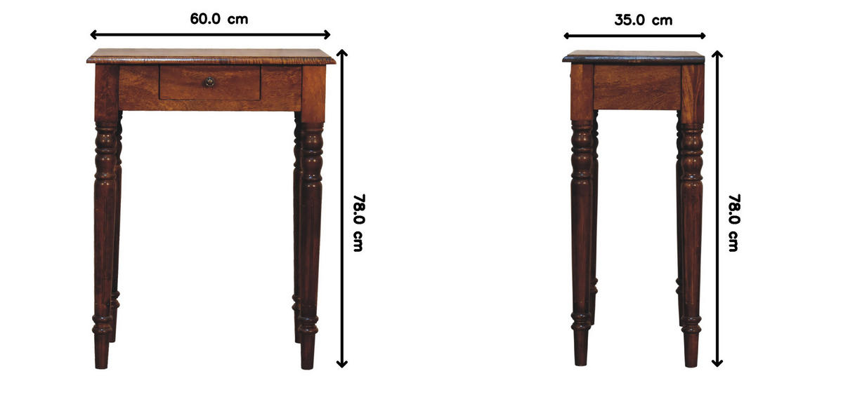SCHREIBTISCH mit handgeschnitzten Beinen - Kastanienfarben/Messingfarben, Holz/Metall (35/60/78cm) - Artisan Furniture