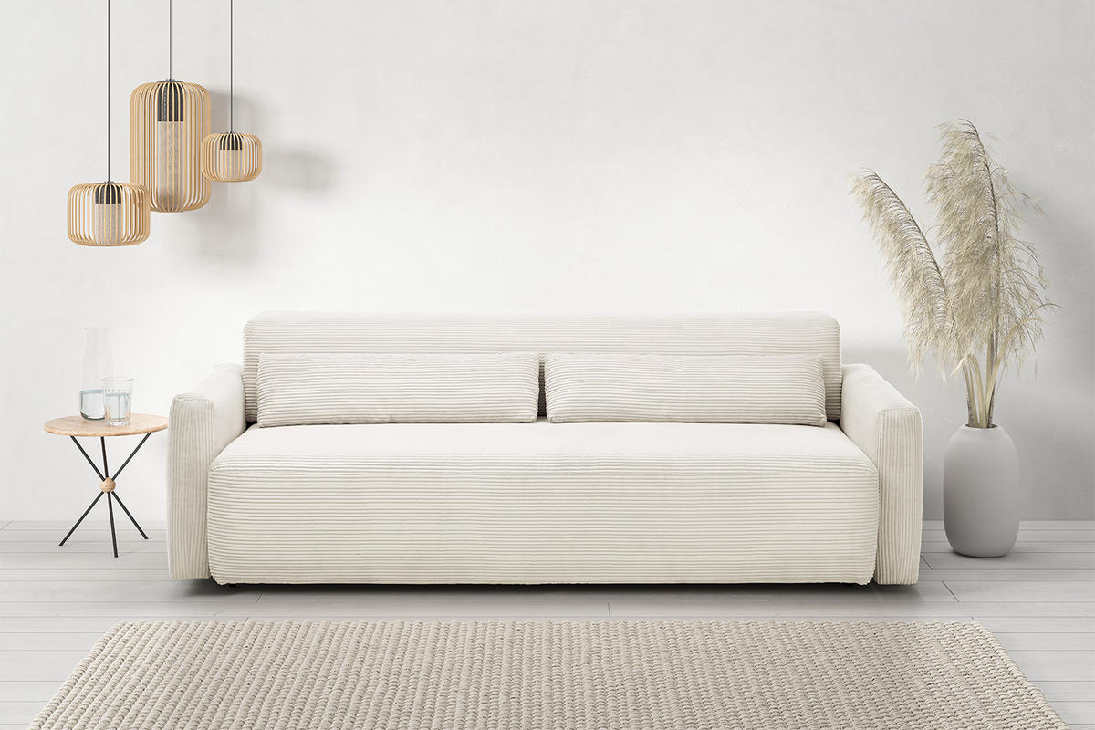 SCHLAFSOFA NEO Weiß Cord - Schwarz/Weiß, Kunststoff/Textil (233/75/108cm) - KAWOLA