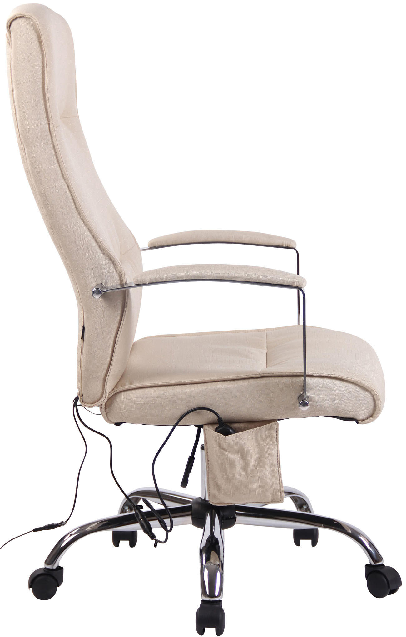 CHEFSESSEL Stoff Creme - Chromfarben/Creme, Textil/Metall (63/114/72cm) - CLP