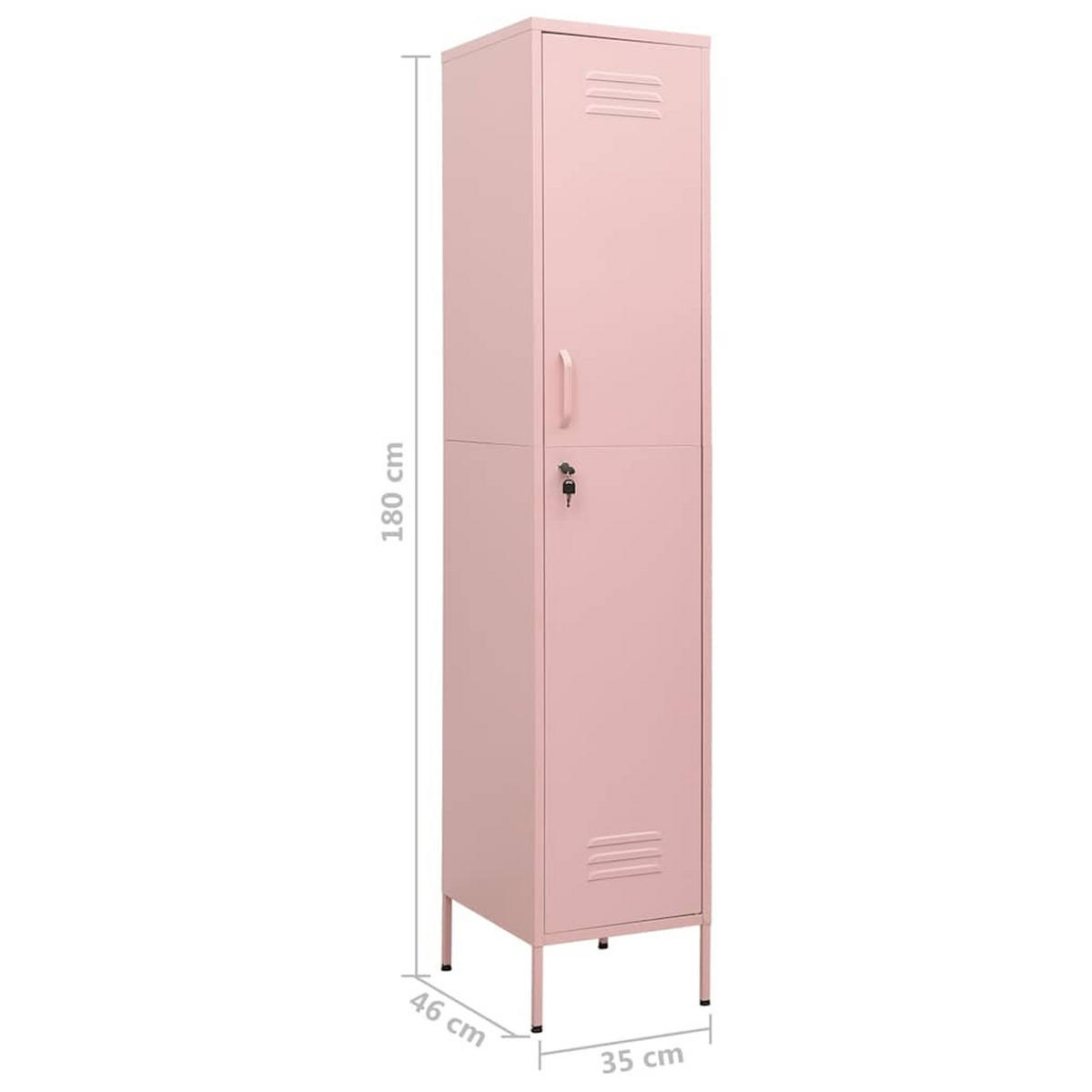 SCHLIESSFACHSCHRANK Rosa 35/46/180 Cm Stahl - Rosa, Metall (46/180/35cm) - vidaXL