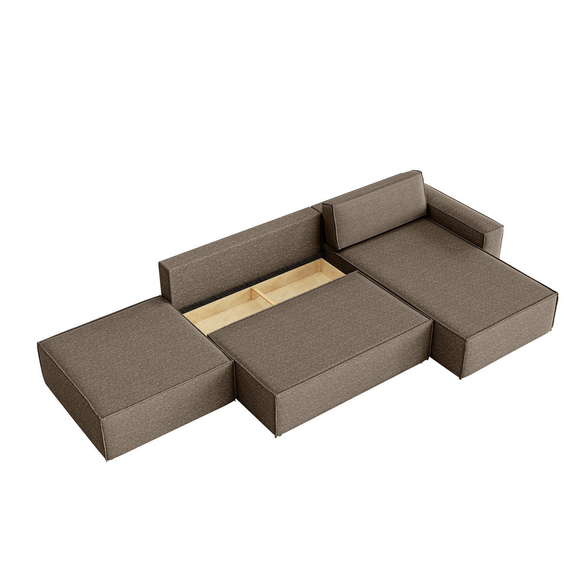ECKSOFA Lummo La mit Schlaffunktion, Braun - Braun, Textil (363/185cm) - Fedve