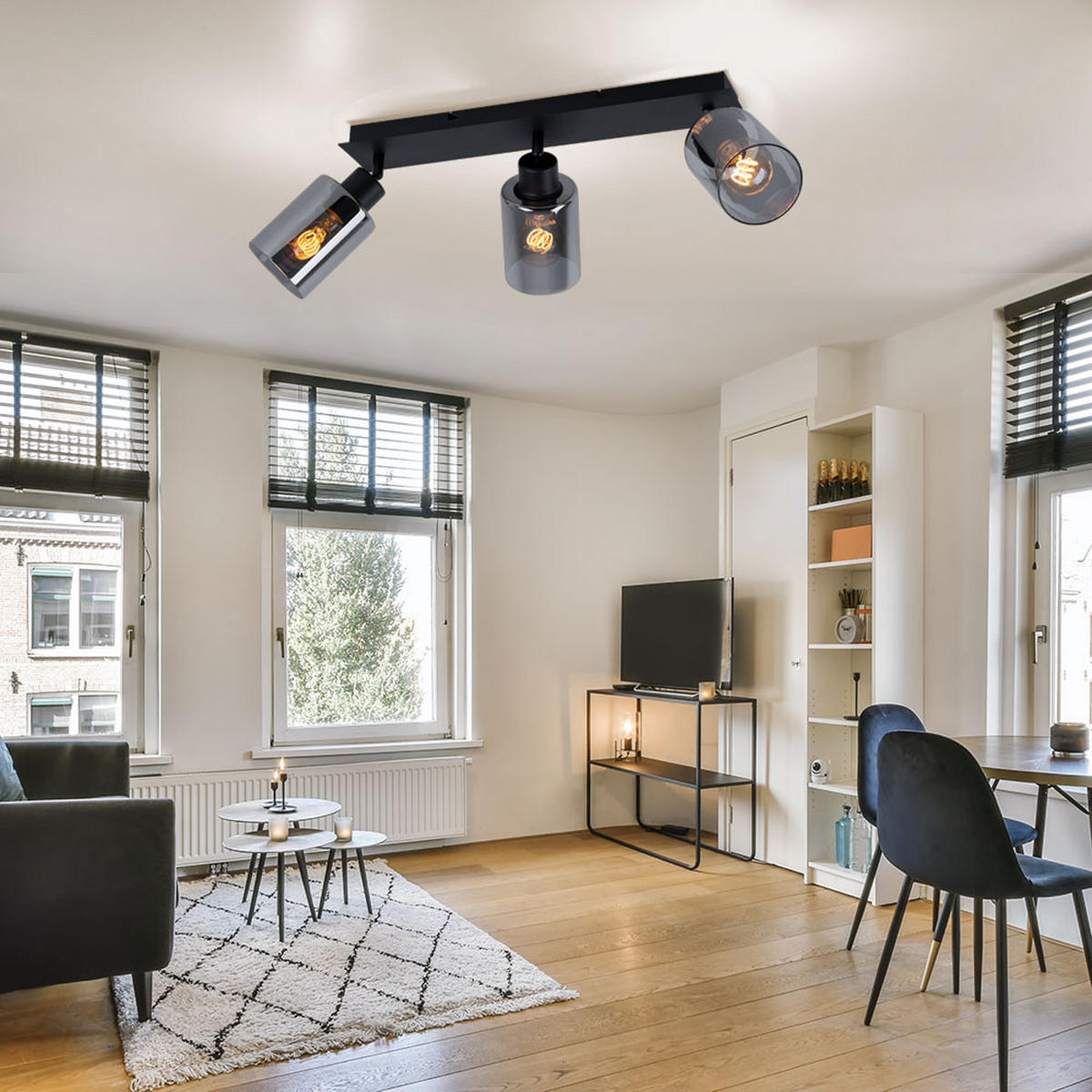 DECKENLEUCHTE HADERA Glas rauch Grau - Grau, Glas (47/9/21.5cm)