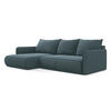 ECKSOFA mit Schlaffunktion Samt Stoff Blau - Blau/Petrol, Kunststoff/Textil (148/240cm) - Makamii