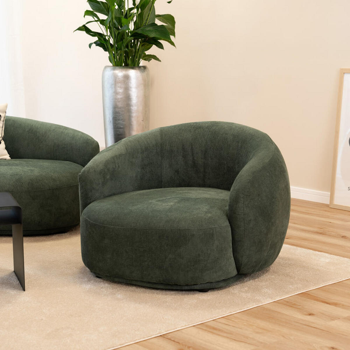 LOUNGE SET CASARA - Webstoff Dunkelgrün - Dunkelgrün, Kunststoff (258/72/128cm) - Home Deluxe