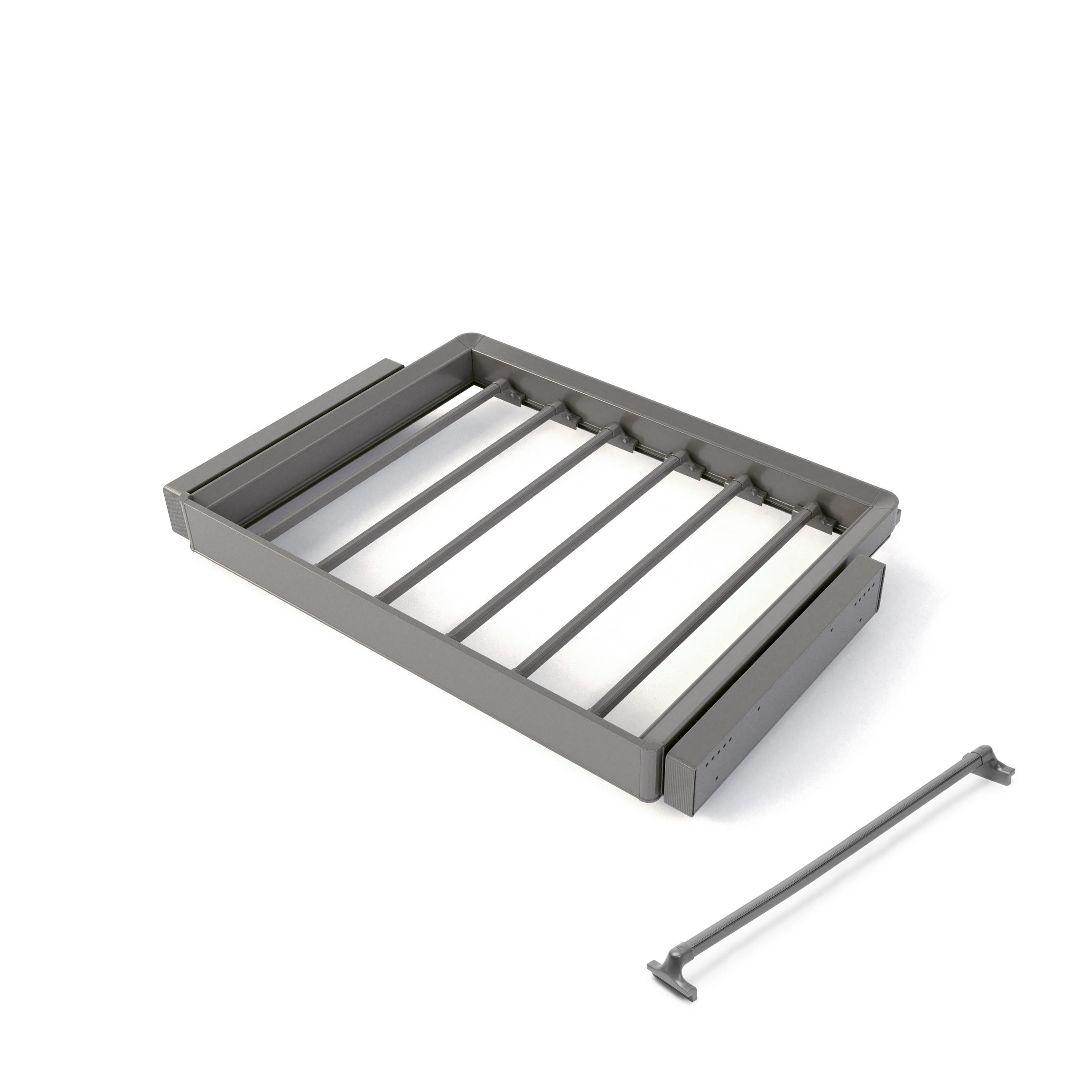 HOSENHALTER Mit 7 Stangen Und Rahmen Für Schrank Quartz, Soft-Close, Vollauszug, 70cm, Titan-Oberfläche - Titanfarben, Metall (45.5/7/68.8cm) - EMUCA