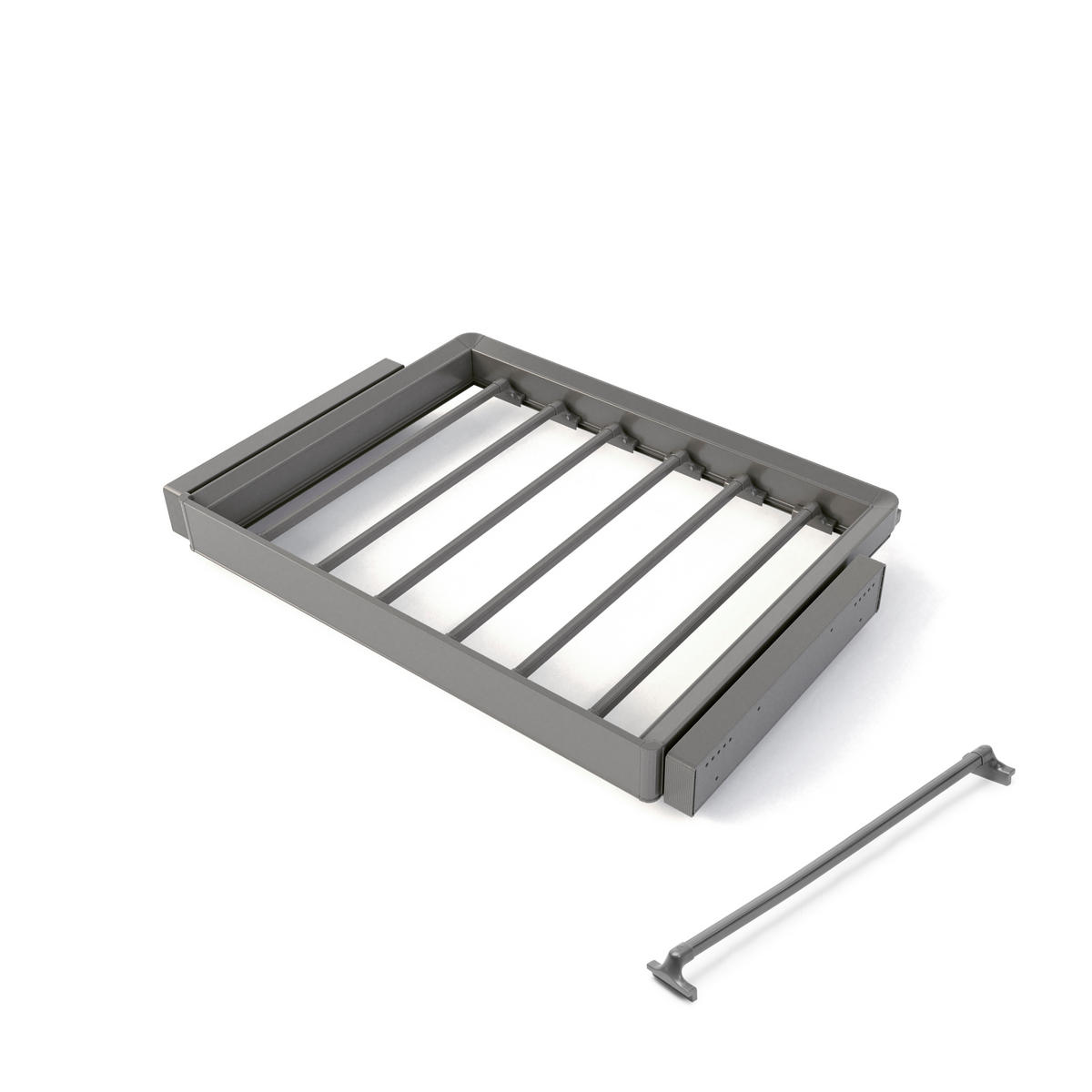 HOSENHALTER Mit 7 Stangen Und Rahmen Für Schrank Quartz, Soft-Close, Vollauszug, 70cm, Titan-Oberfläche - Titanfarben, Metall (45.5/7/68.8cm) - EMUCA