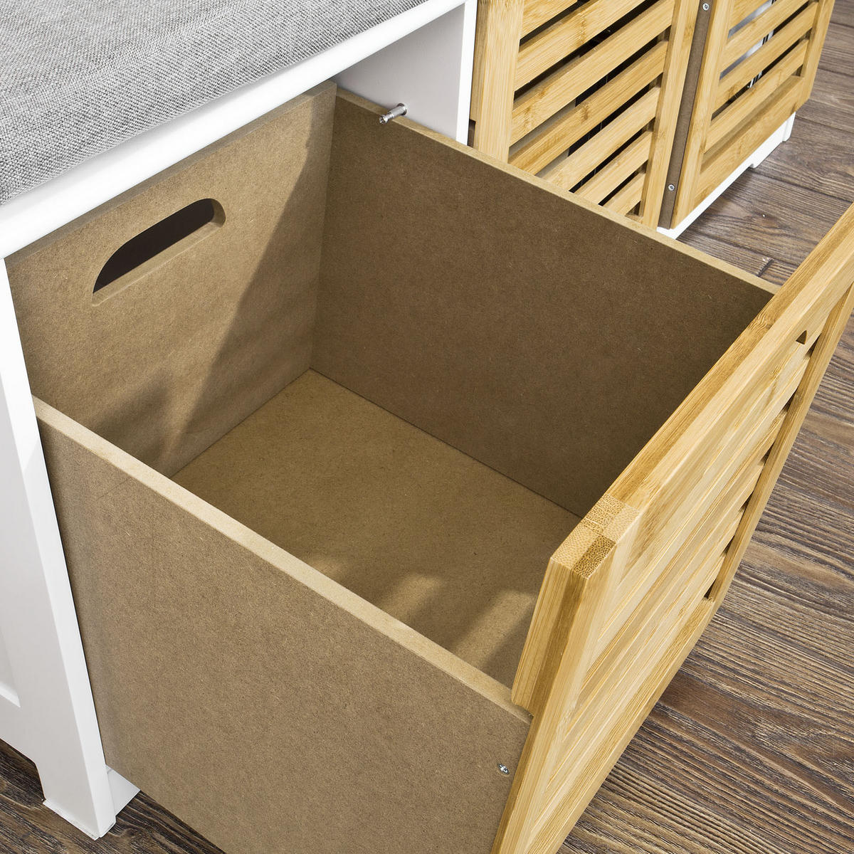 SCHUHBANK Weiß-Natur - Naturfarben, Holzwerkstoff (105/43/35cm) - SoBuy