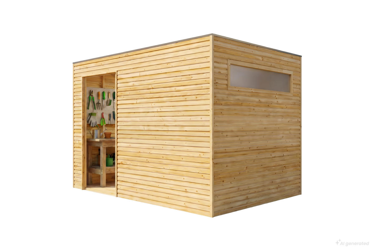 GERÄTEHAUS Holz Qube Slide - Braun, Holz (300/216/210cm) - Alpholz