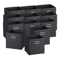 AUFBEWAHRUNGSBOXEN mit Griff, 12 Stück - Vlies, Schwarz - Schwarz, Textil (32/32cm) - Zeller Present
