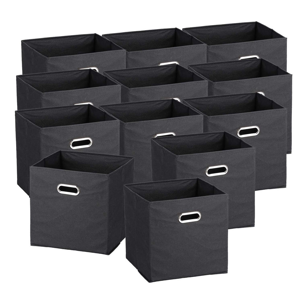 AUFBEWAHRUNGSBOXEN mit Griff, 12 Stück - Vlies, Schwarz - Schwarz, Textil (32/32cm) - Zeller Present
