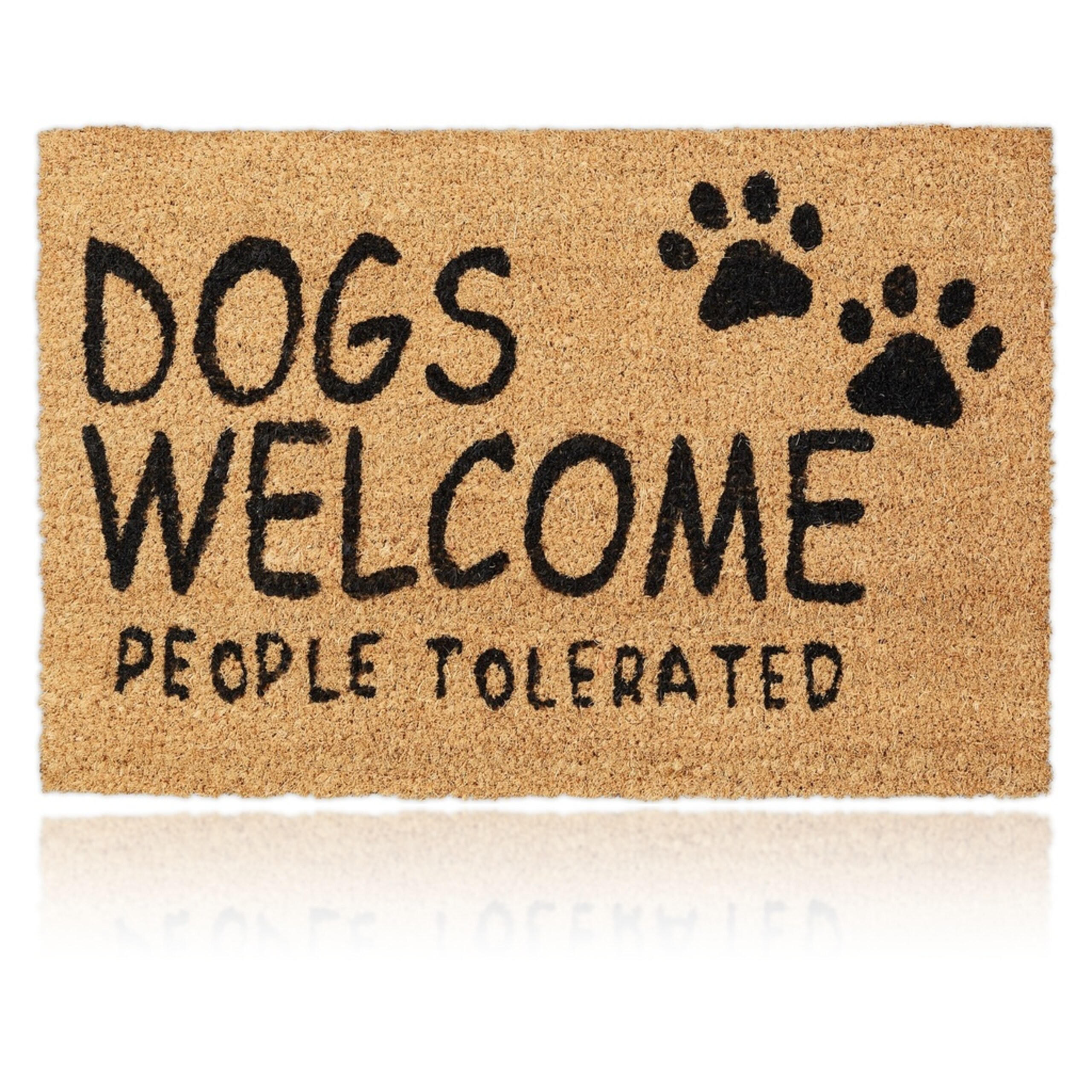 FUSSMATTE Natur Schwarz Kokos Dogs Welcome 60x40 cm - Beige, Kunststoff/Textil (60/40cm) - Relaxdays