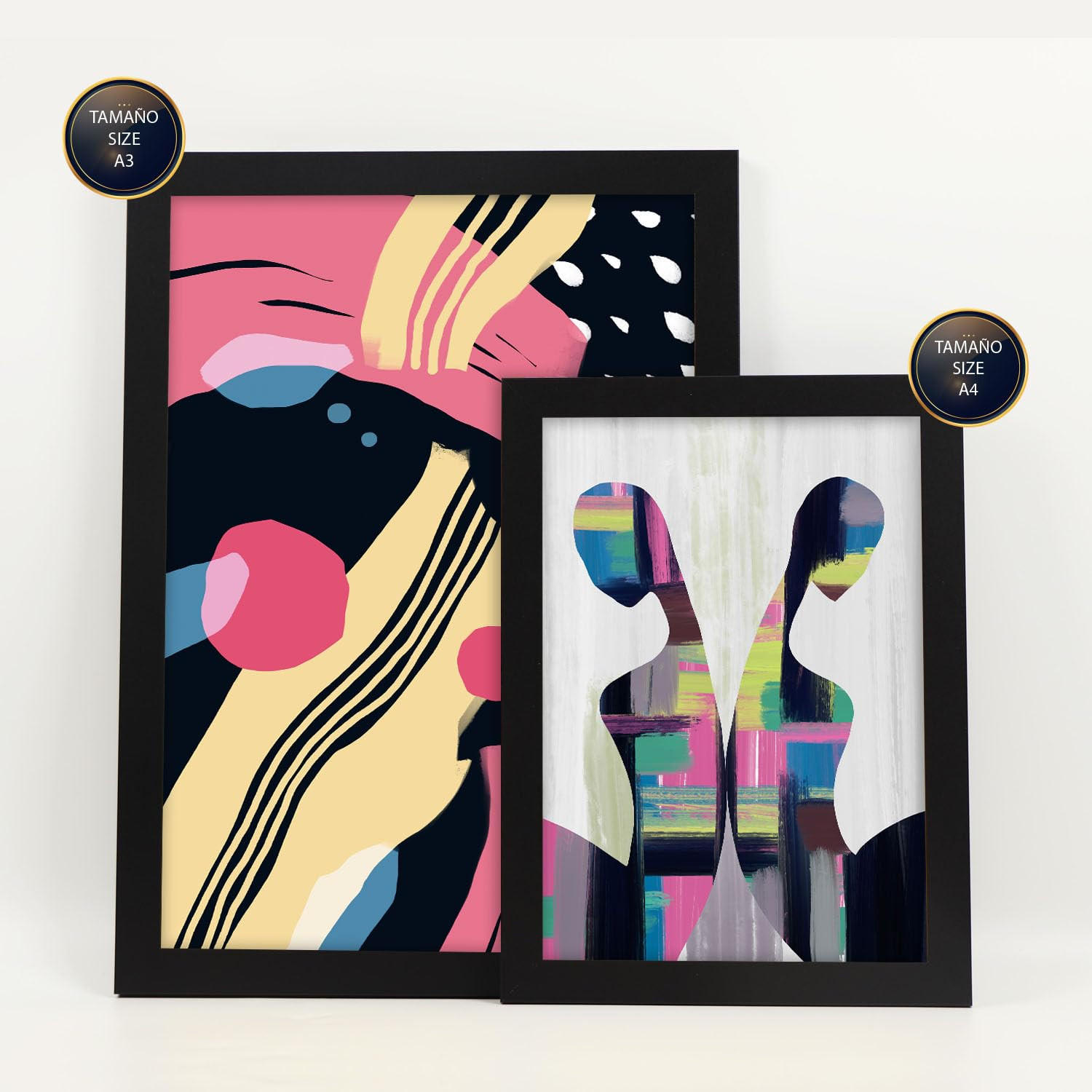 POSTER Set Mit 6 Verhaltensmodi In Liebhaber Abstrakt Ästhetische Dekorative Gemälde Für Ihr Wohnzimmer Schlafzimmer Zuhause A3 & A4 Schwarzer Rahmen - Schwarz, Papier (29/3cm) - Nacnic