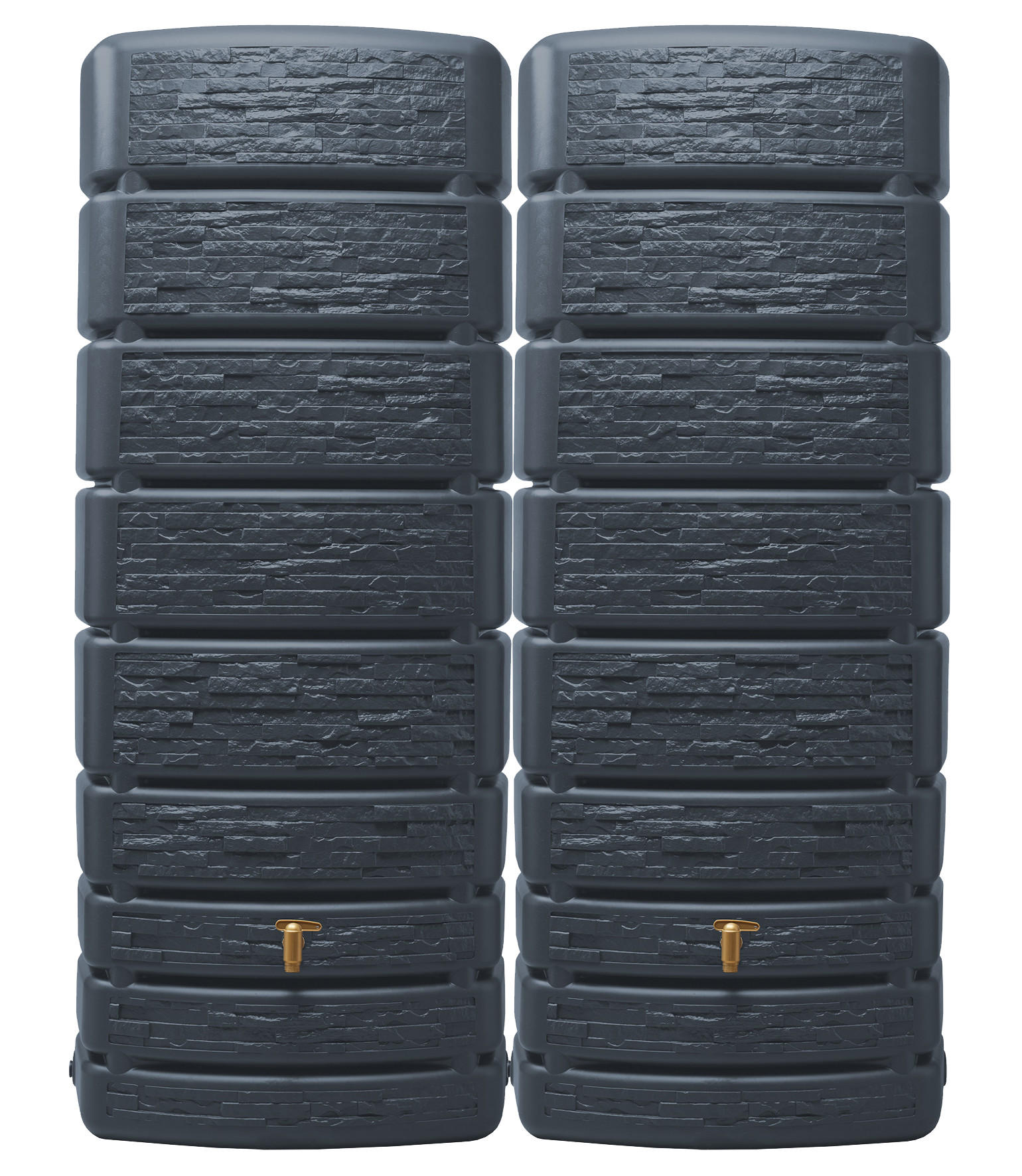 WANDTANK-SET 1000 L graphite grey 2 x 500 L inkl. Verbindungsset - Grau, Kunststoff (160/184/51cm) - 4rain