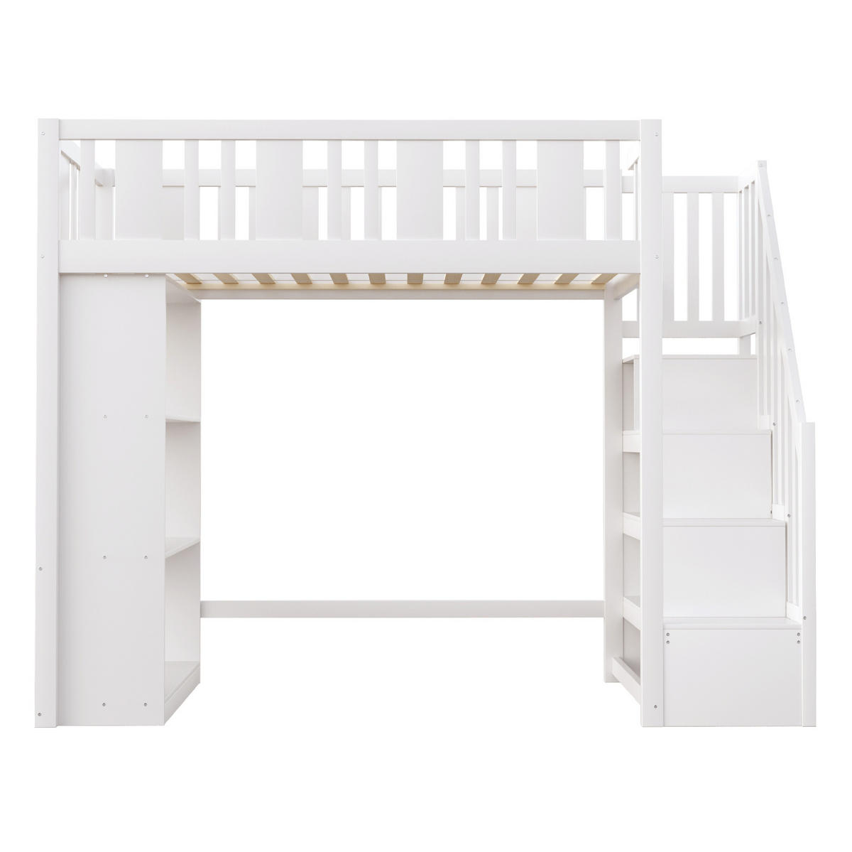 VYSOKÁ posteľ 90/200 cm biela z dreva s úložným priestorom a bezpečnostným rebríkom - biela, drevo (90/200cm) - OKWISH