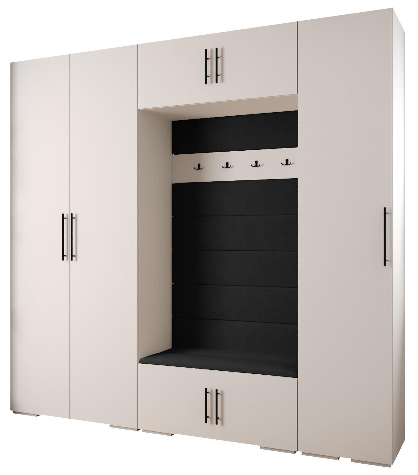 Abiks Möbel Garderoben-Set Weiß, Schwarz 250x236.7x47 cm