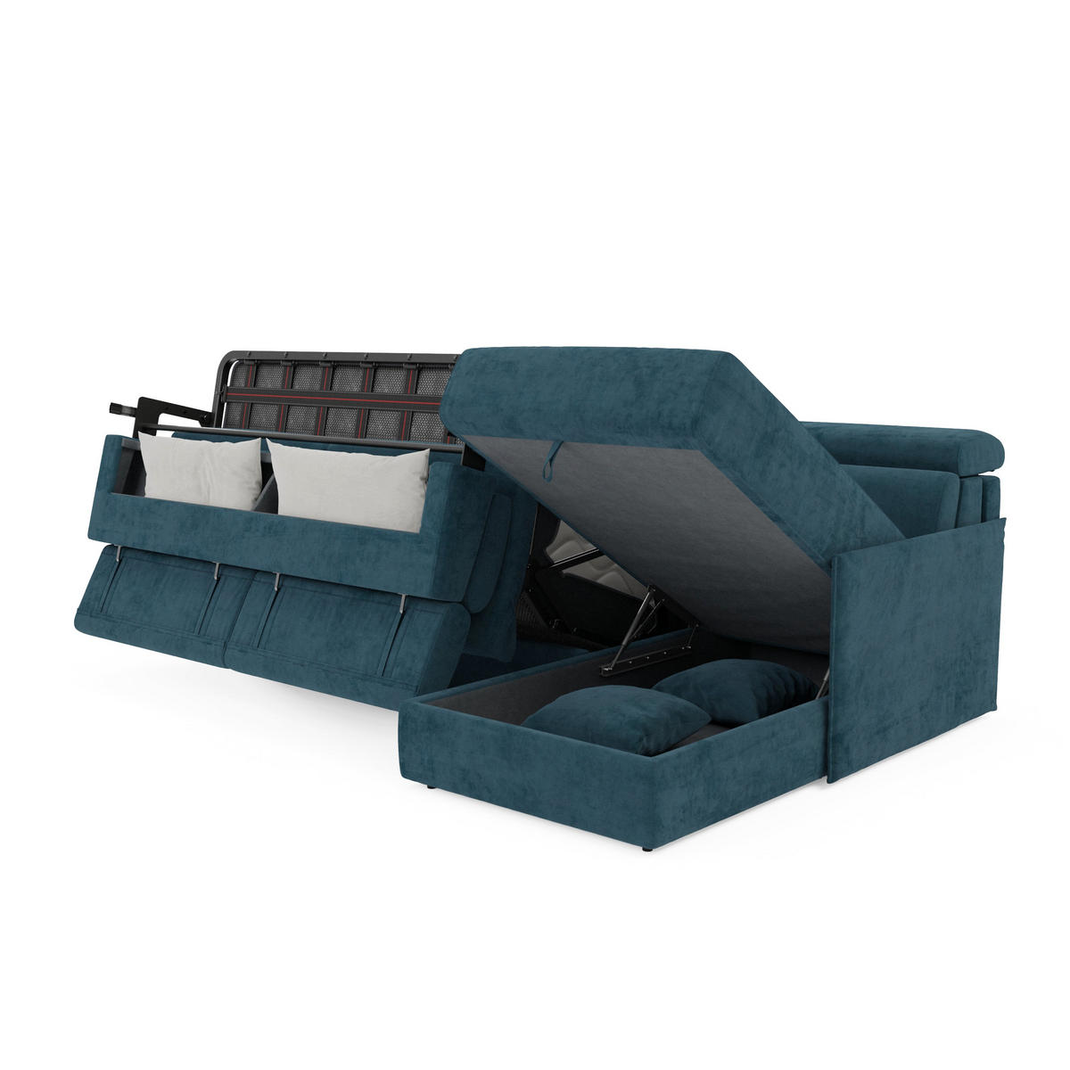 ECKSOFA Miryam - Petrol, Metall (252/98cm) - Divani.store