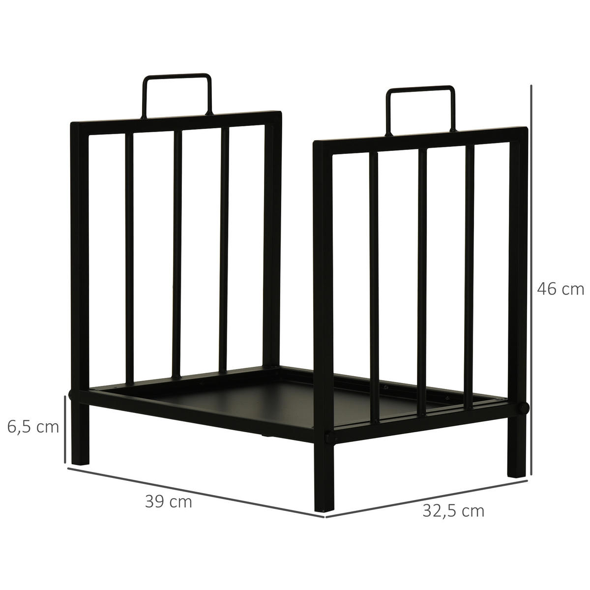 KAMINHOLZSTÄNDER, Metal, Schwarz - Schwarz, Metall (32.5/46/39cm) - Outsunny