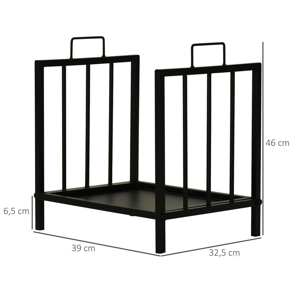 Thumbnail - Outsunny Kaminholzständer,, Schwarz, Metall, 32.5x46x39 cm, Kleinmöbel, Kamine & Zubehör, Kaminholzregale