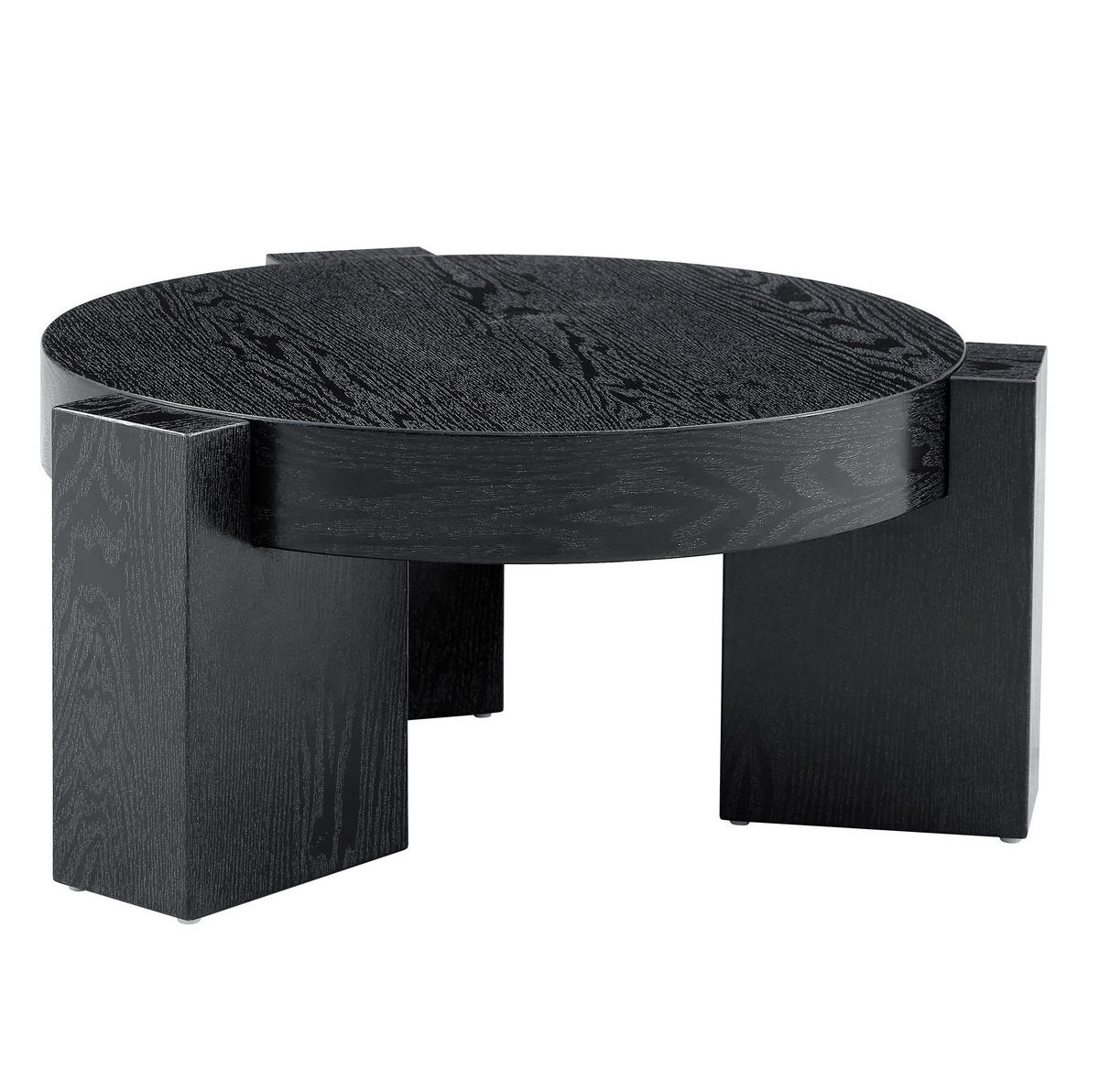COUCHTISCH-SET rund 61/30 cm aus Glas und MDF in Schwarz mit 2 Ebenen - Schwarz, Holzwerkstoff (61/61/30cm) - Flora Grace