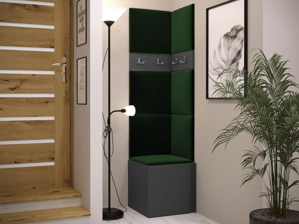 MOBILIER PENTRU HOL Orion XXI - verde/grafit, material plastic/compozit lemnos (42/186/46cm) - MIRJAN24