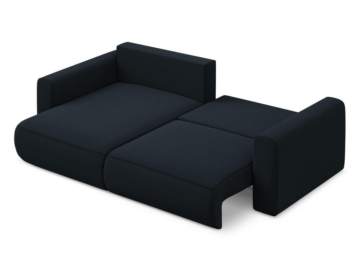 ECKSOFA mit Schlaffunktion Samt Stoff Blau - Blau/Schwarz, Kunststoff/Textil (149/240cm) - Makamii