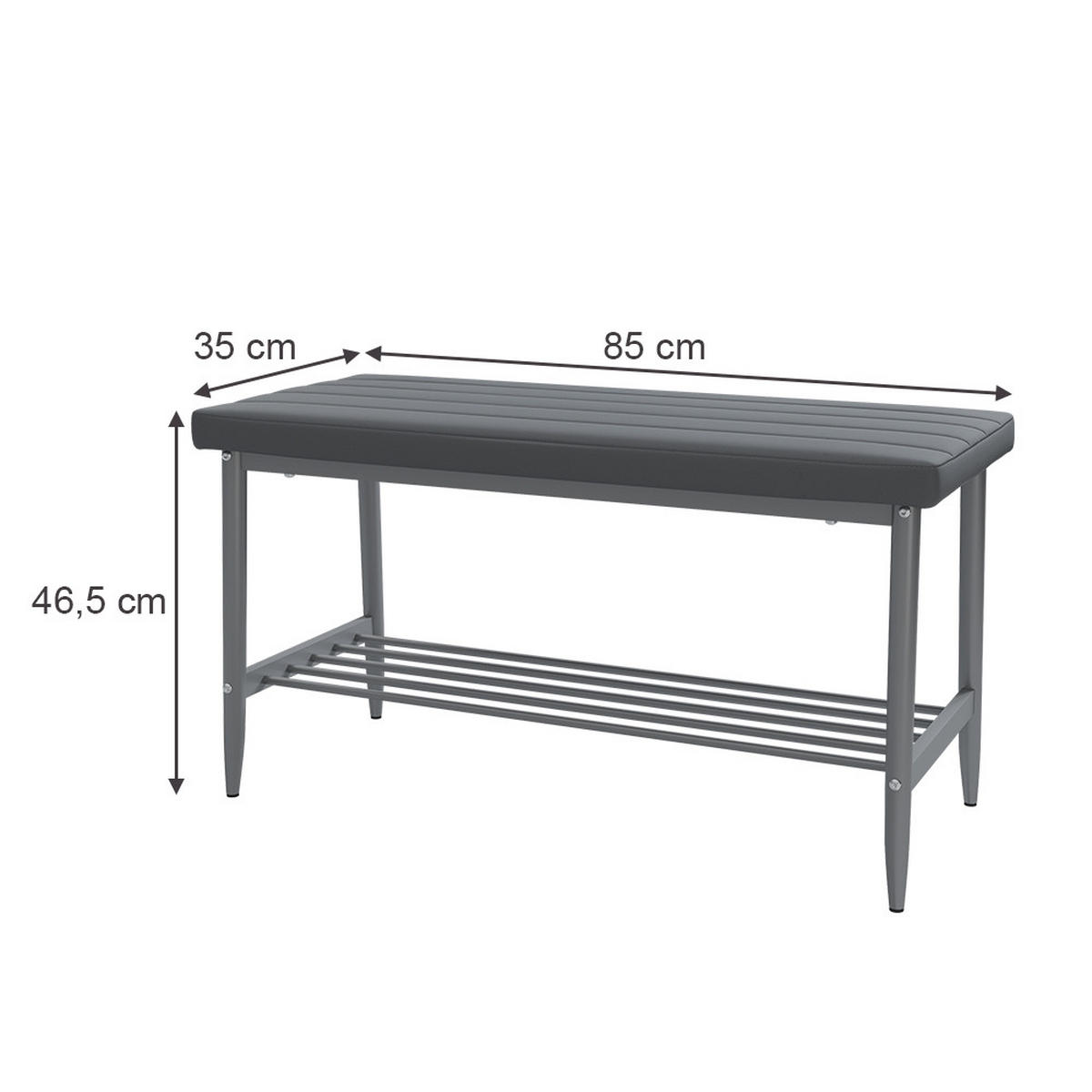 SITZBANK Grand Grau 85 x 35 cm - Grau, Textil (85/46.5/35cm) - Vicco