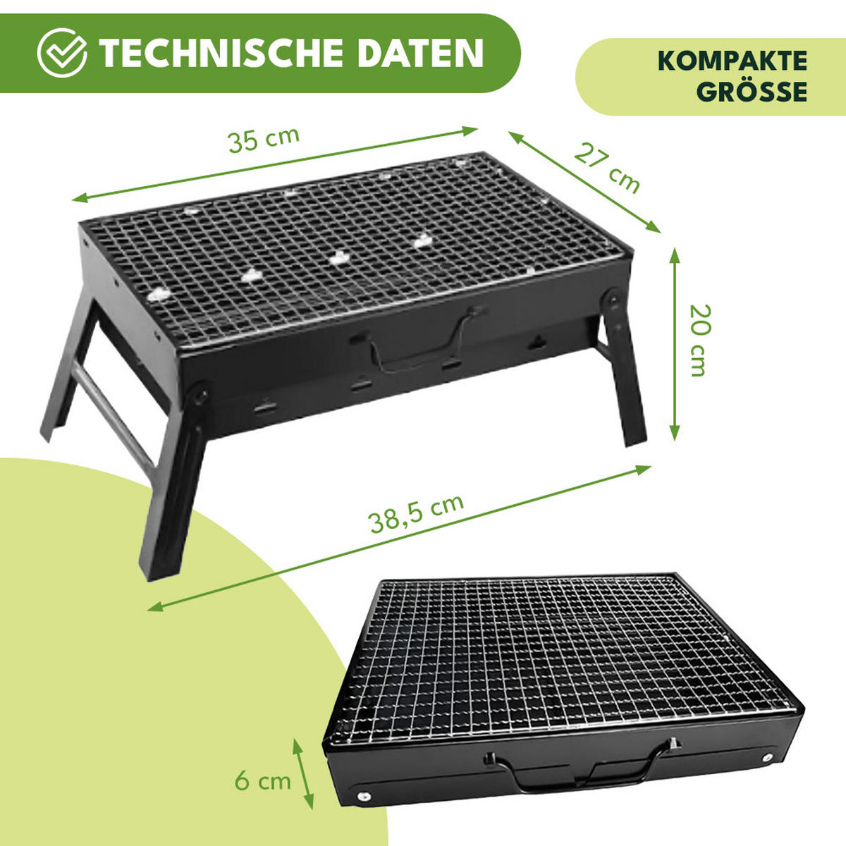 GRILL Camping Klappbar - Schwarz, Metall (35/20/27cm)