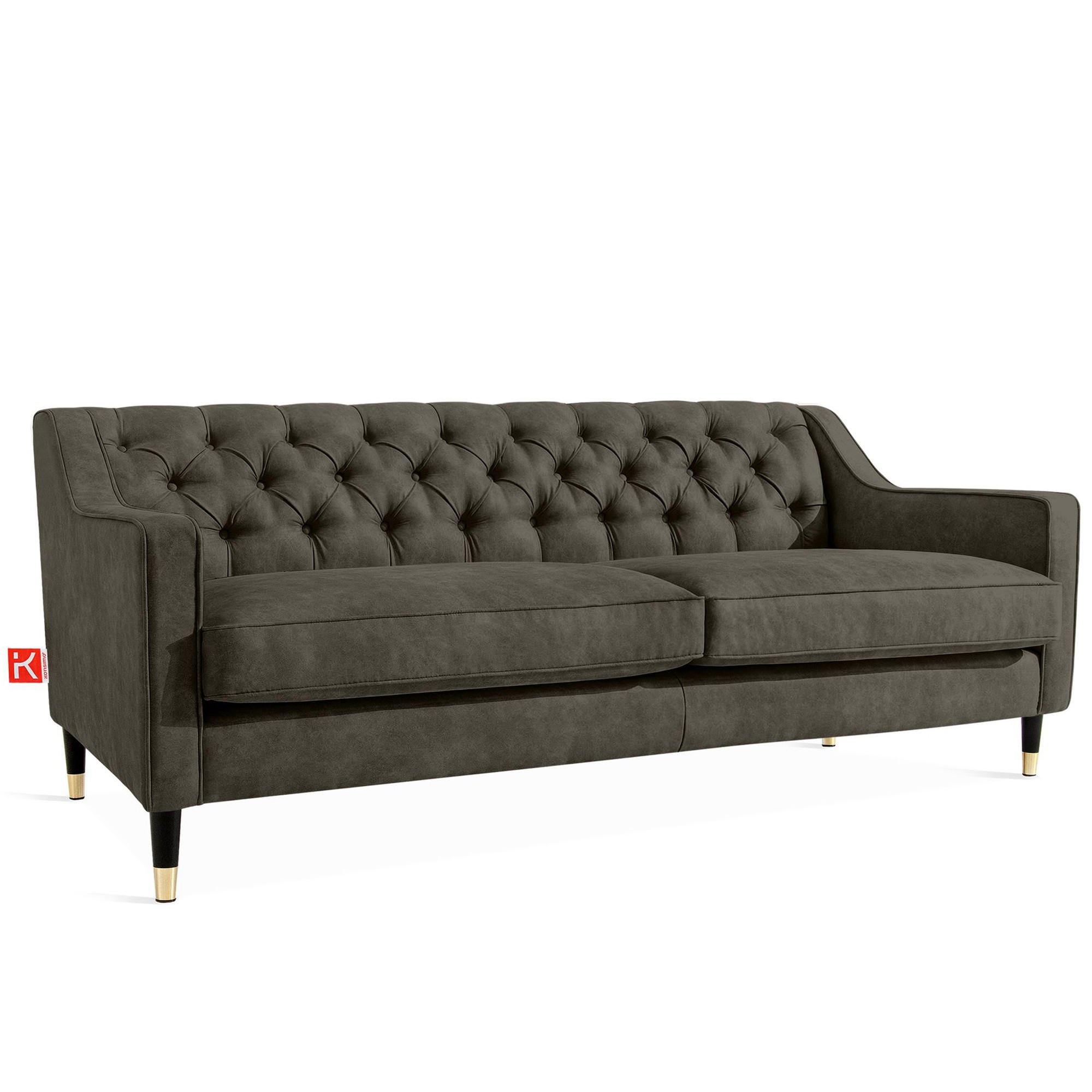 3-SITZER-SOFA NOMUS Velours, gesteppt, Graphit - Wengefarben/Graphitfarben, Holz/Holzwerkstoff (192/78/80cm) - KONSIMO®
