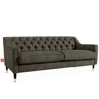 3-SITZER-SOFA NOMUS Velours, gesteppt, Graphit - Wengefarben/Graphitfarben, Holz/Holzwerkstoff (192/78/80cm) - KONSIMO®