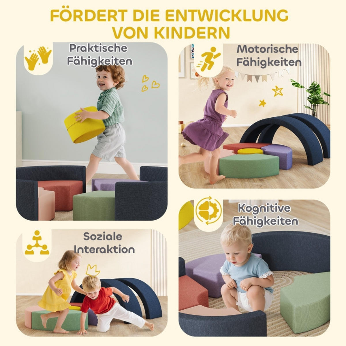 KONSTRUKTIONSSPIELZEUG Bausteine - Multicolor, Kunststoff (107/30/107cm) - Korfee