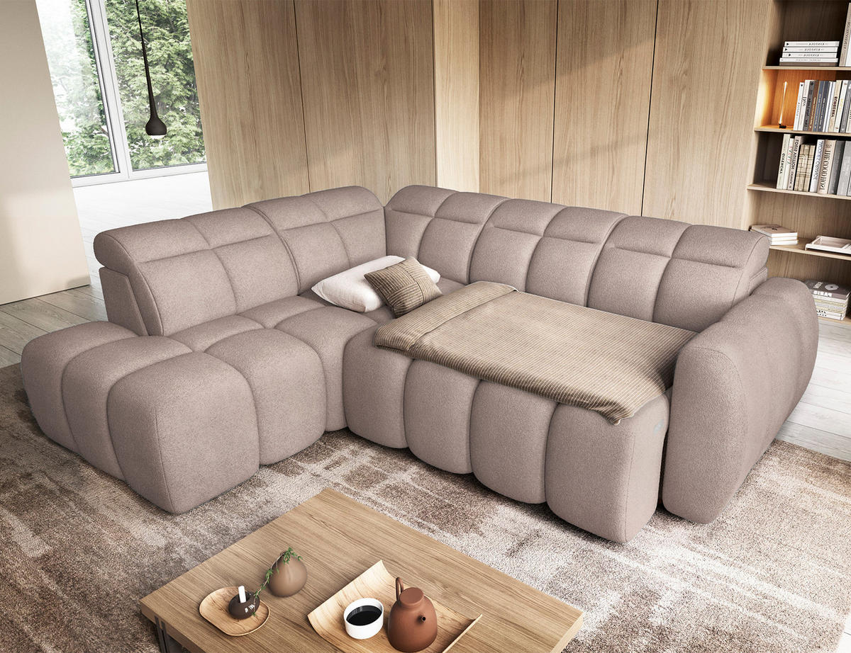 ECKSOFA Eagle L - Beige (Xillar 20) - Beige, Holzwerkstoff (258/208cm) - Möblo