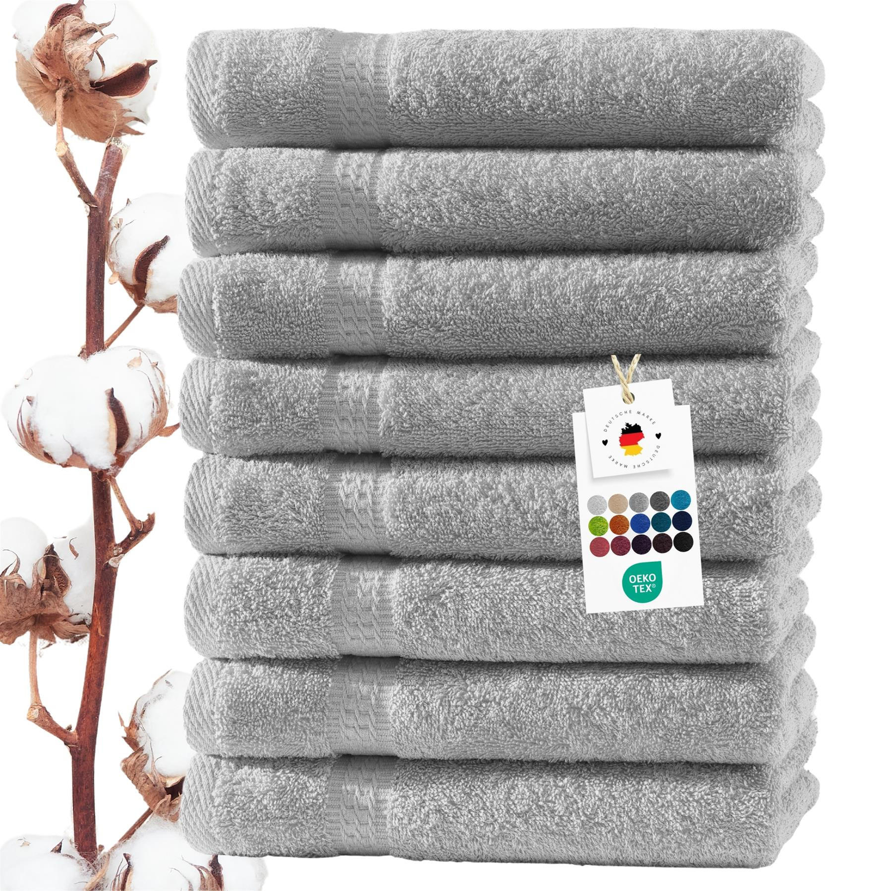 HANDTUCH 50x100 cm Frottier Handtücher im 8er Set aus 100% Baumwolle, Silber 500g/m2 - Silberfarben, Textil (50/100cm) - Carpe Sonno