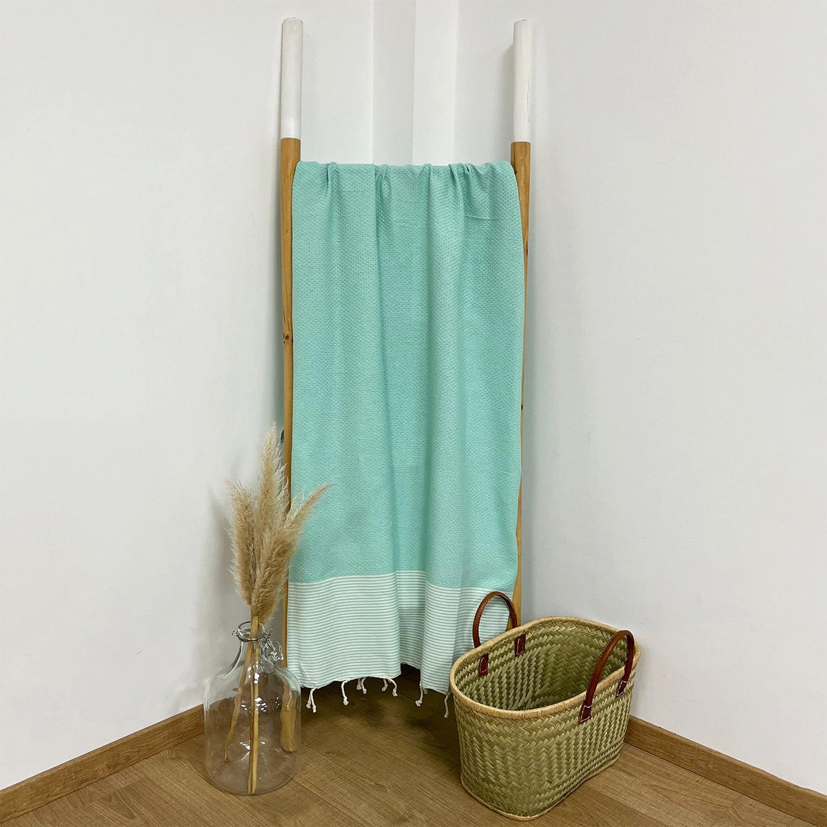 HAMAMTUCH Mikanda Aqua 100x200 190g/m² - Blau, Textil (100/200cm) - LE COMPTOIR DE LA PLAGE