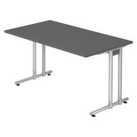 SCHREIBTISCH Serie-N 80/140/74 cm in Graphitfarben - Graphitfarben, Holzwerkstoff (80/140/74cm) - bümö