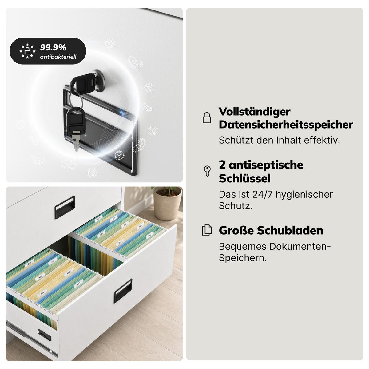 AKTENSCHRANK aus Metall SARA XL V5 162x90x60 cm - Weiß, Metall (90/162/60cm) - Jan Nowak
