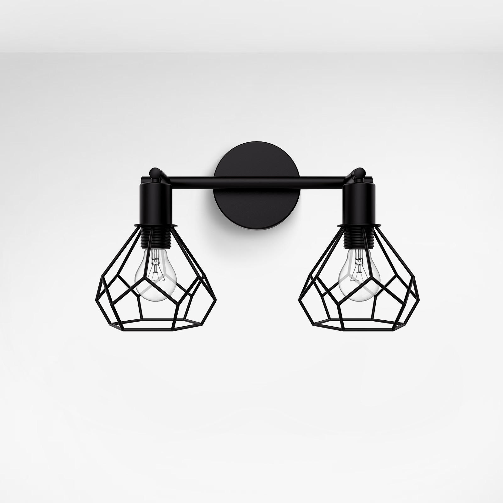 WANDLAMPE 2pcs Industrial Schwarz Aus Eisen 12/20 cm - Schwarz, Metall (12/25/25cm) - EMKE