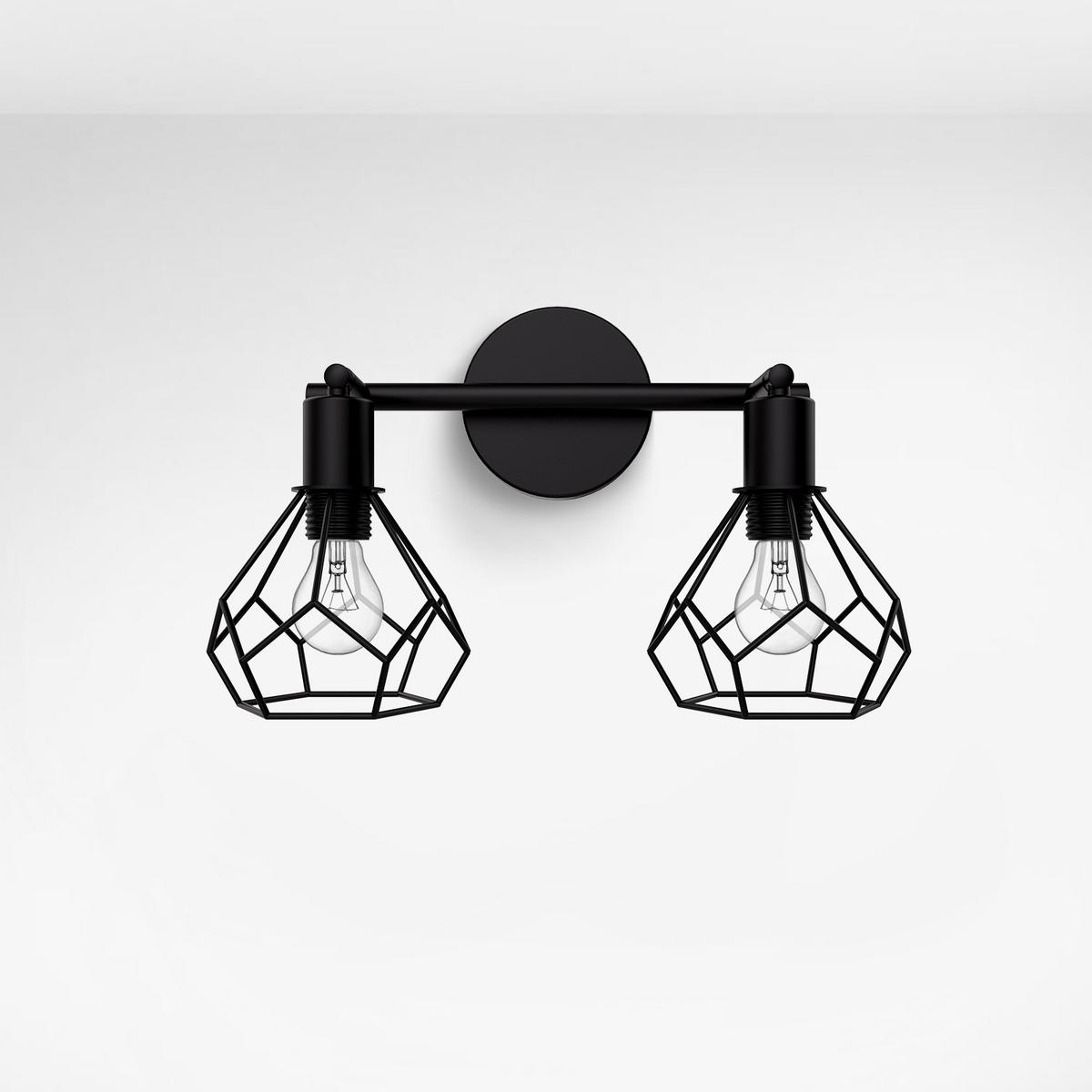 WANDLAMPE 2pcs Industrial Schwarz Aus Eisen 12/20 cm - Schwarz, Metall (12/25/25cm) - EMKE