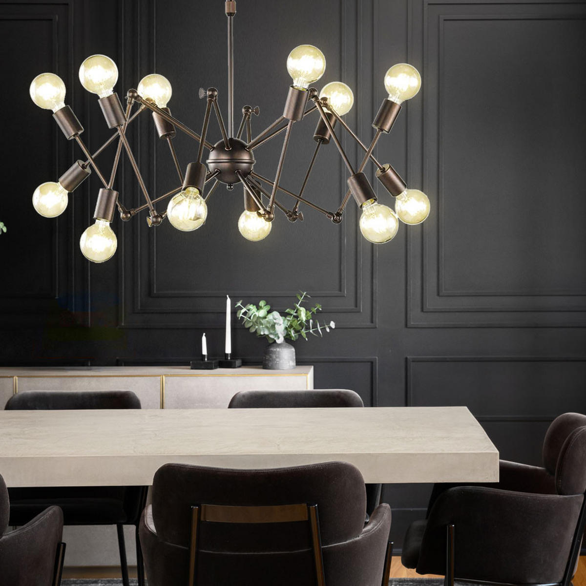 HÄNGELEUCHTE Braun 12-flammig Industriell - Braun, Metall (95/95/109cm) - Wofi