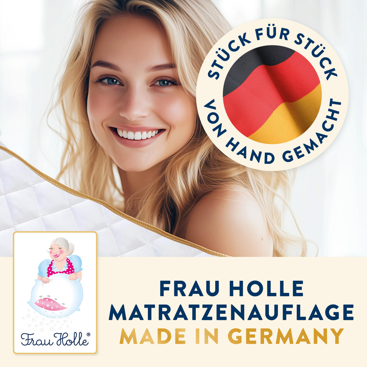 MATRATZENAUFLAGE PREMIUM Baumwolle leicht - Weiß, Naturmaterialien/Textil (180/200cm) - Frau Holle