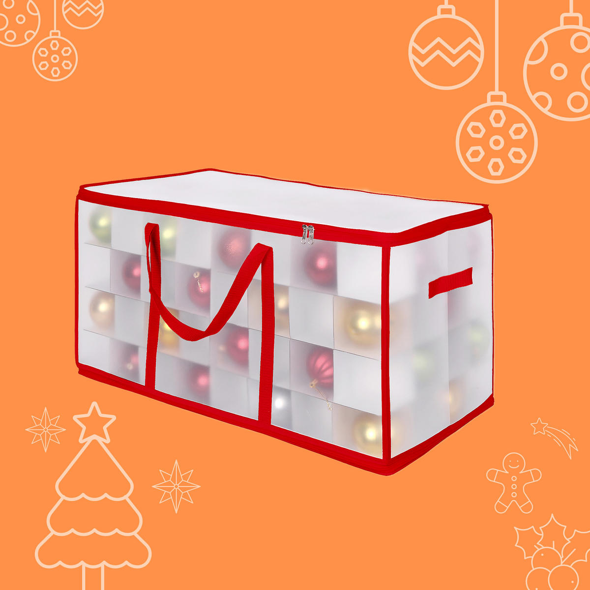 WEIHNACHTSKUGEL-AUFBEWAHRUNGSBOX - Rot, Wellpappe/Kunststoff (73/37/36cm) - Relaxdays